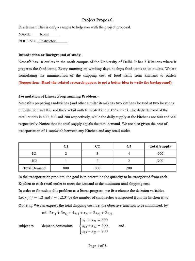 Example Project Proposal 2025 | PDF | Linear Programming | Demand