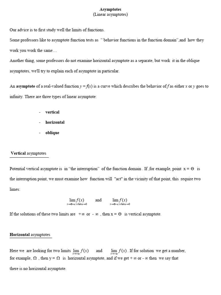 3.asymptotes | PDF | Asymptote | Mathematics
