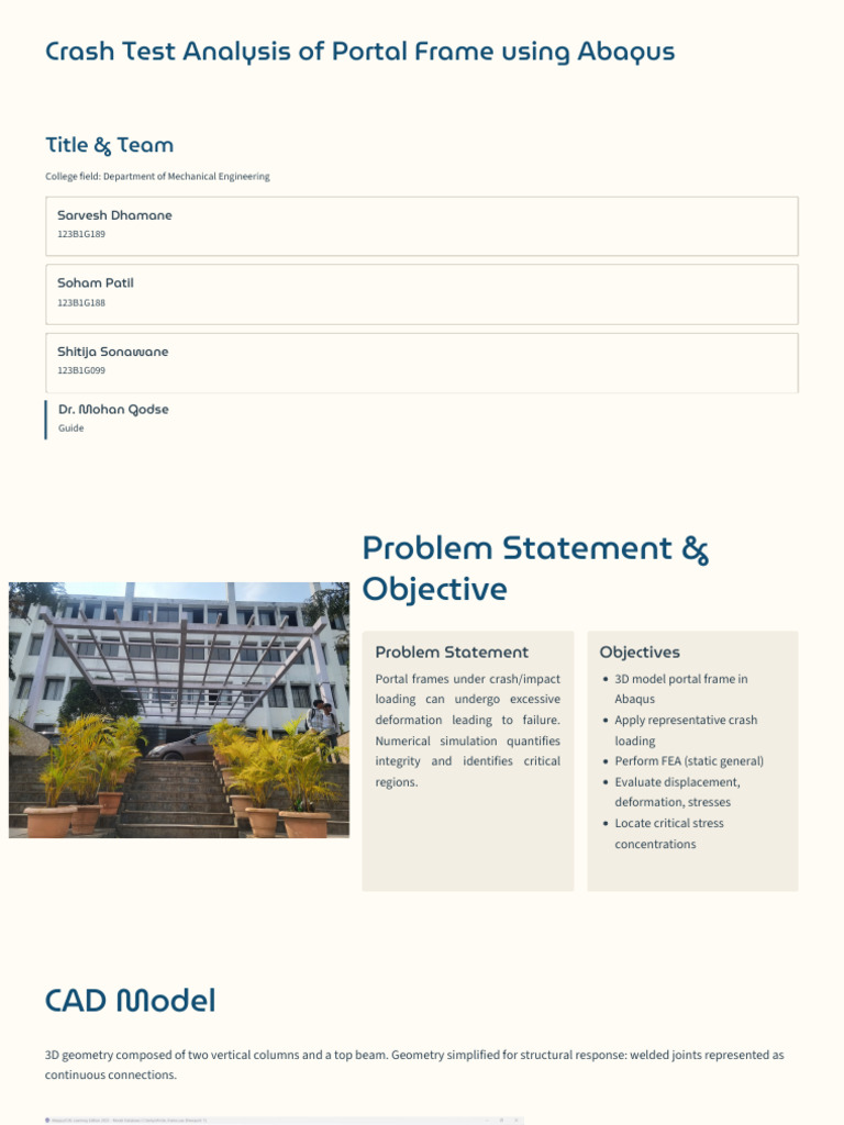 Crash Test Analysis of Portal Frame Using Abaqus | PDF | Bending ...