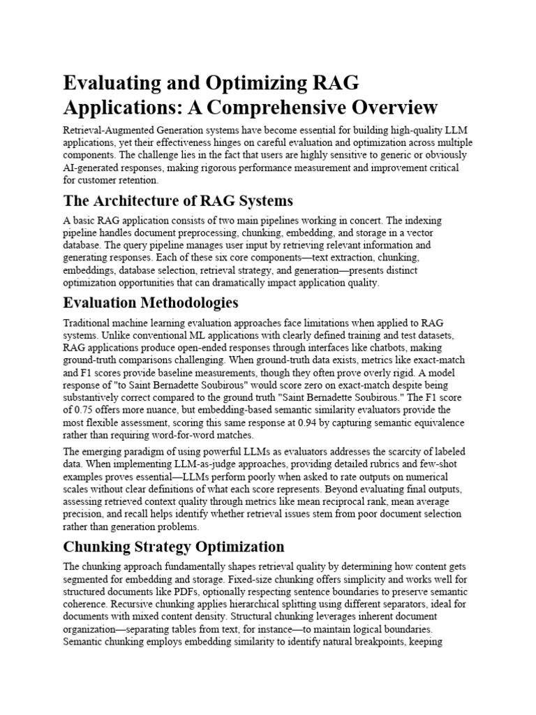 Evaluating and Optimizing RAG Applications | PDF | Information ...
