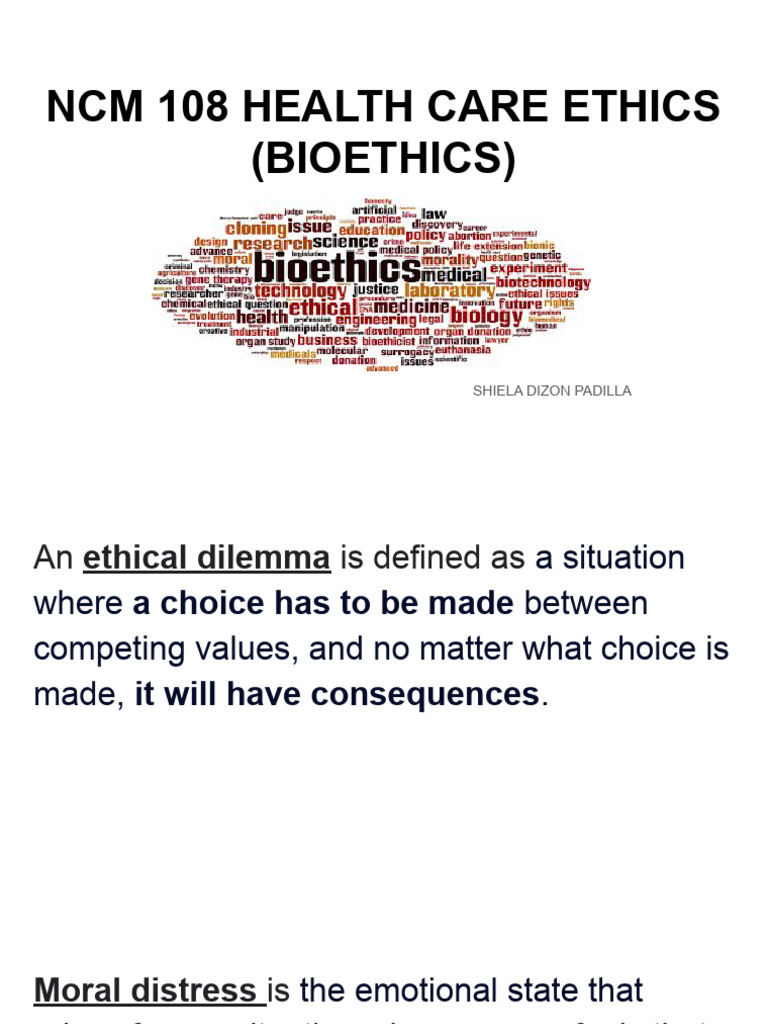 NCM 108 Health Ethics (Bioethics) Week 1 | PDF | Immanuel Kant | Knowledge