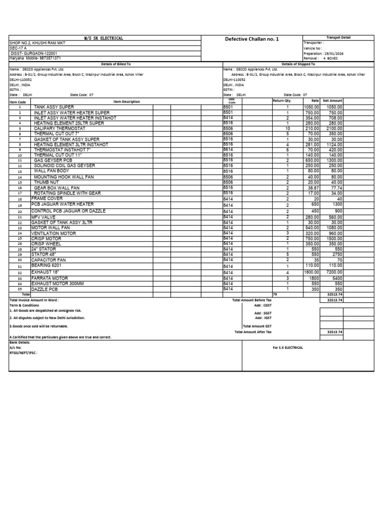 Deco Defective Spare Parts | PDF | Water Heating | Thermostat
