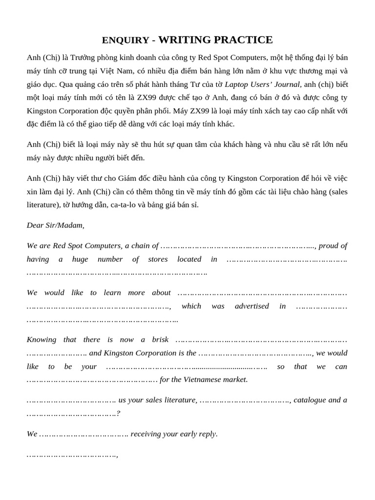 Enquiry Letter | PDF