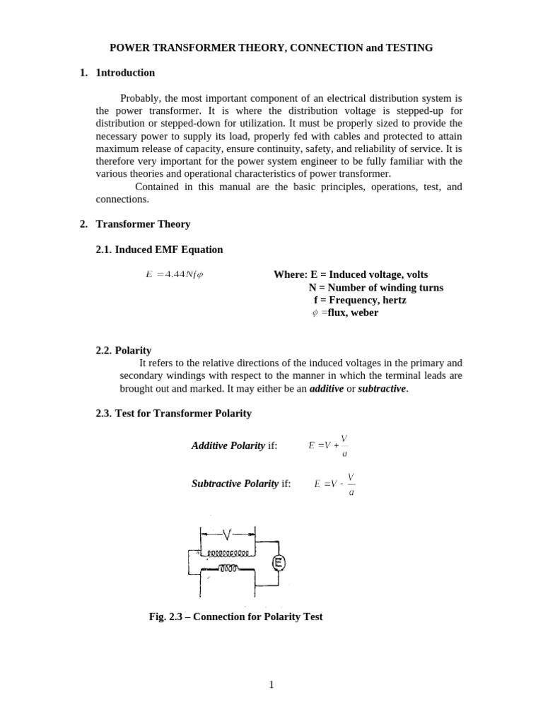 Tfo Theory Connection & Testing | PDF | Transformer | Voltage