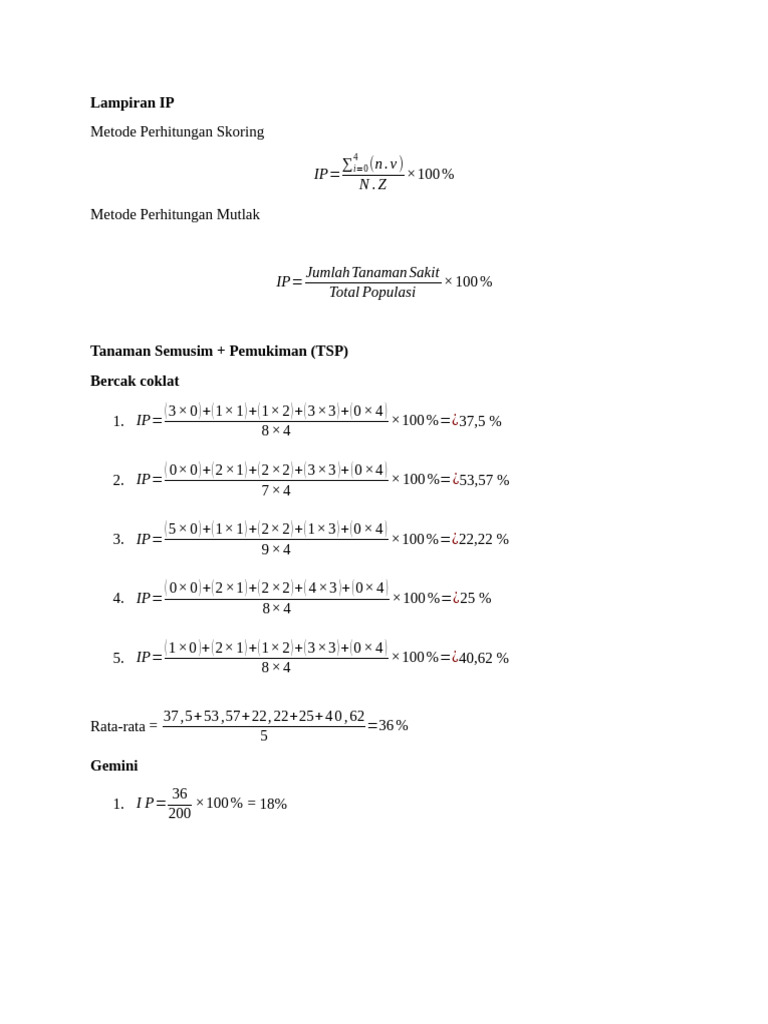 Lampiran - Perhitungan IP TSP | PDF