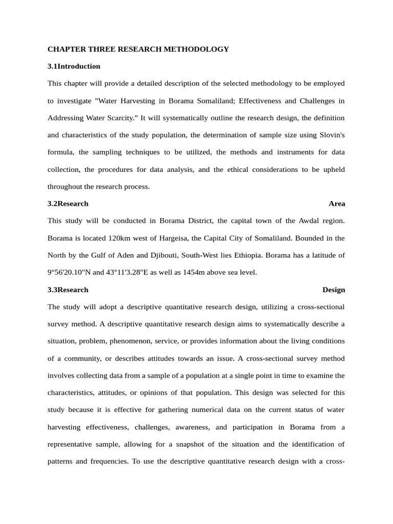 Chapter Three Research Methodology | PDF | Sampling (Statistics ...