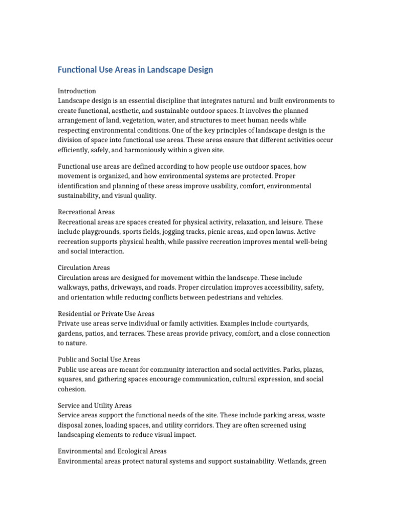 Functional Use Areas in Landscape Design-3 | PDF | Landscape ...