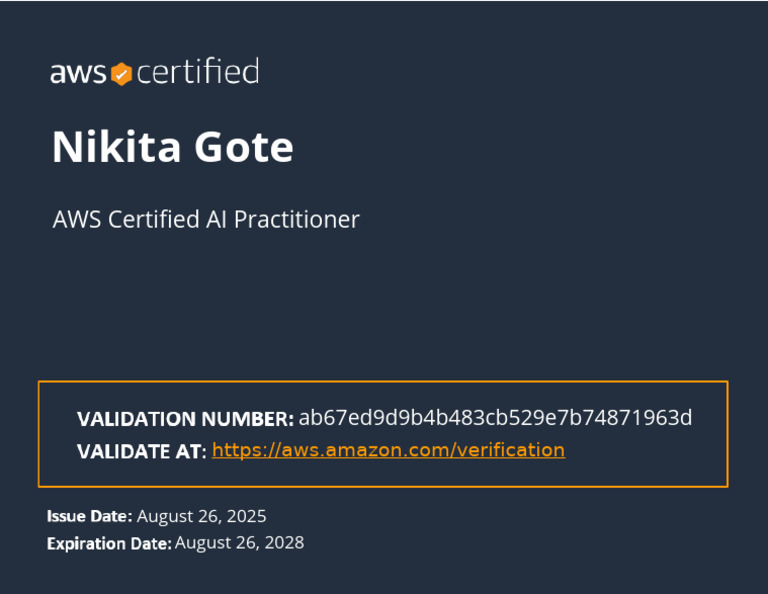 AWS Certified AI Practitioner Certificate | PDF