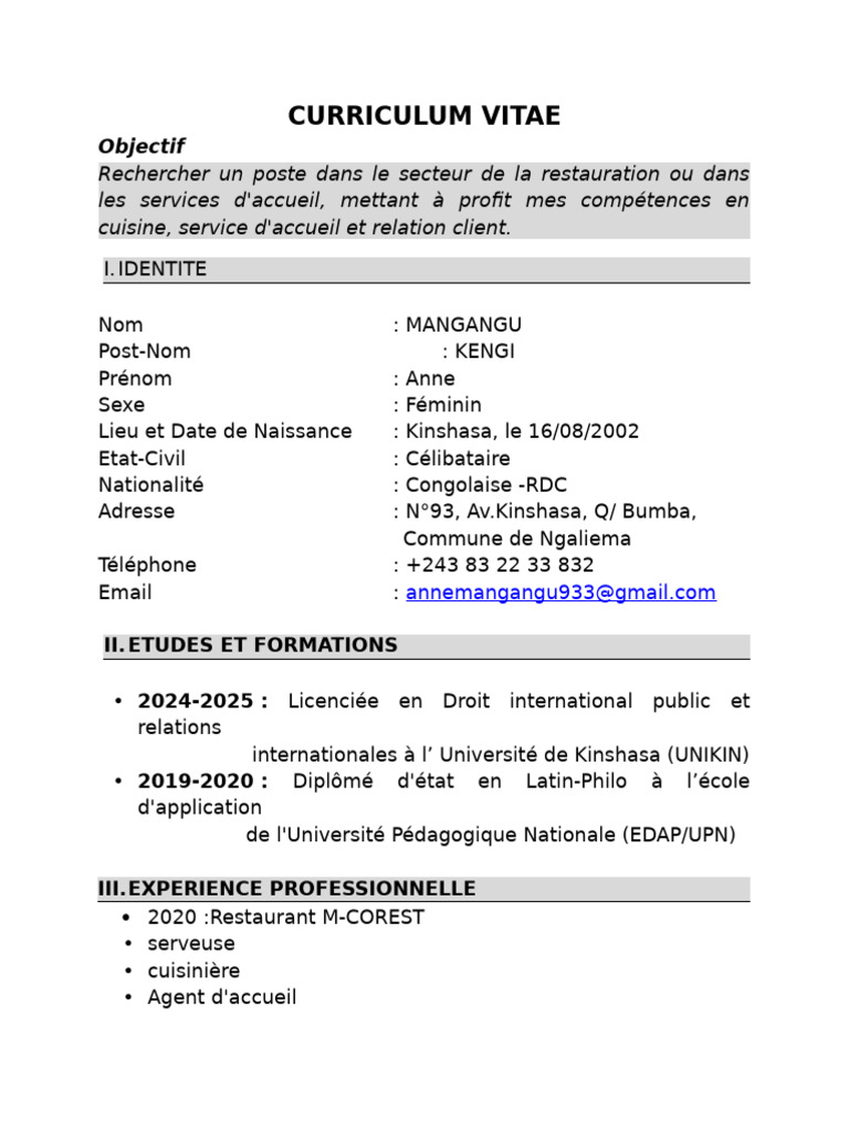 Anne CV | PDF