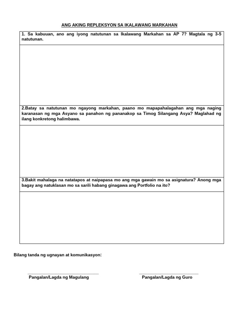g7 Ang Aking Repleksyon | PDF
