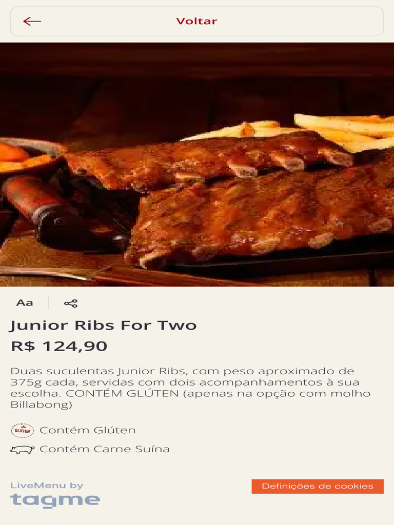 Junior Ribs For Two - Live Menu Outback Steakhouse Iguatemi Bosque | PDF