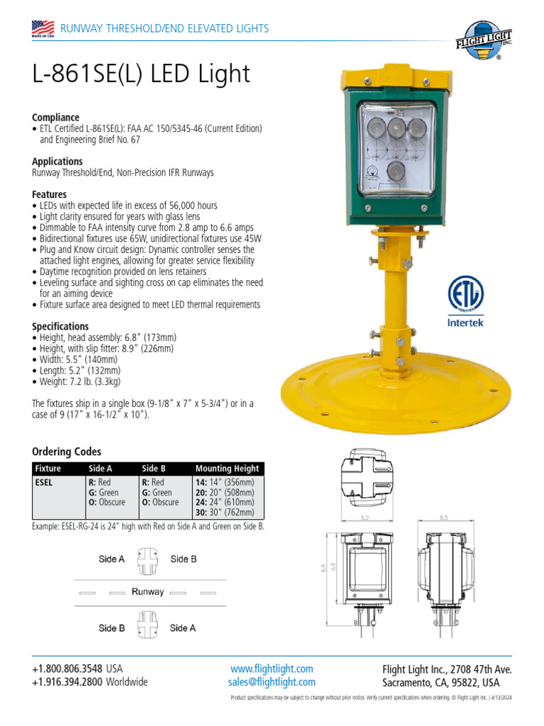L861SE L LED Runway Threshold End Light | PDF