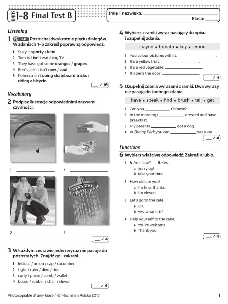 Brainy 4 Final Test B | PDF