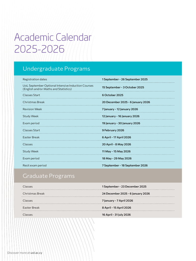 Uol Academic Calendar 2025 2026 | PDF | Academic Term | Easter