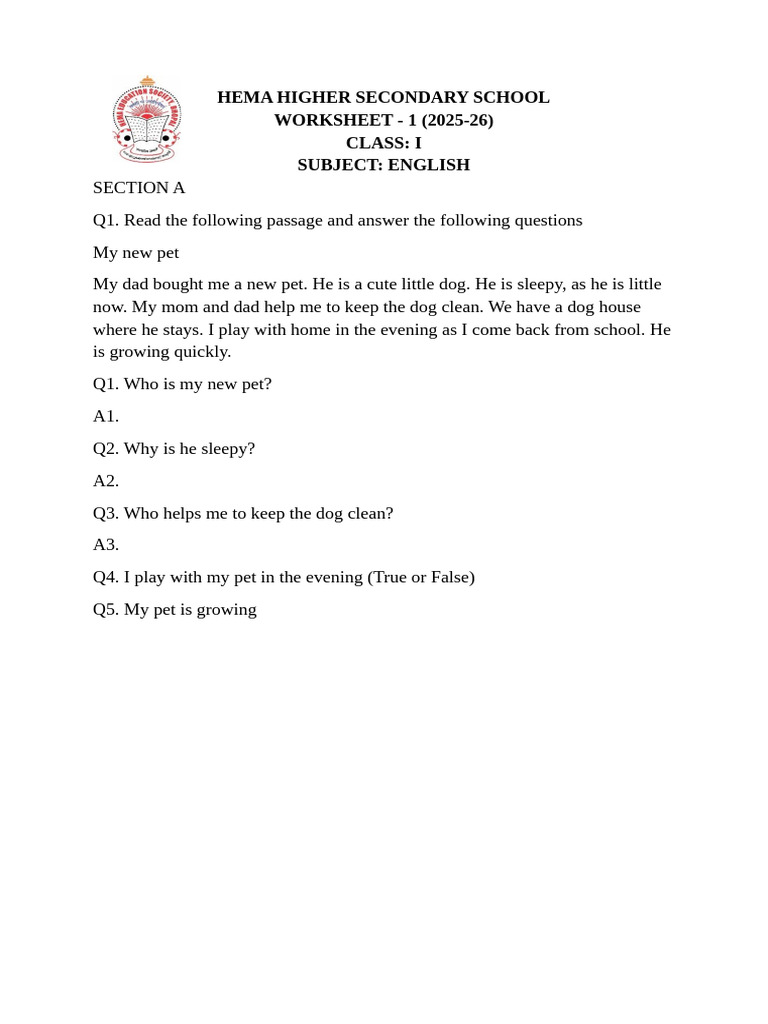 Worksheet 1 | PDF