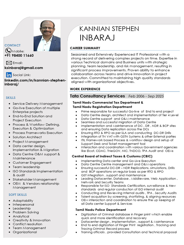 Resume Inbaraj - 21-Jan-26 2 | PDF | Business | Computing