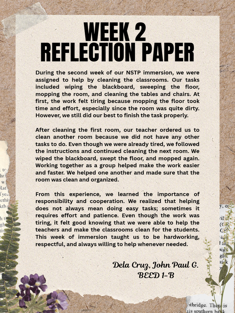 Reflection Paper Week 2 | PDF