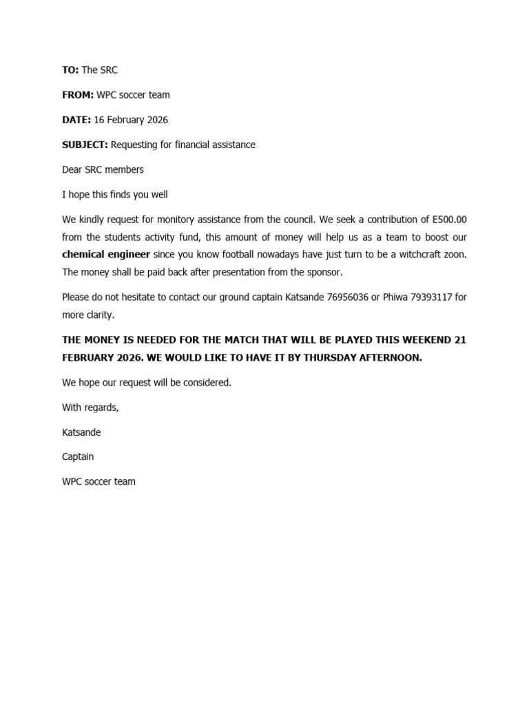 Letter To The SRC | PDF