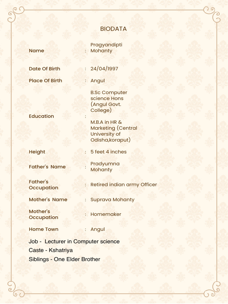Marriage Bio Data | PDF