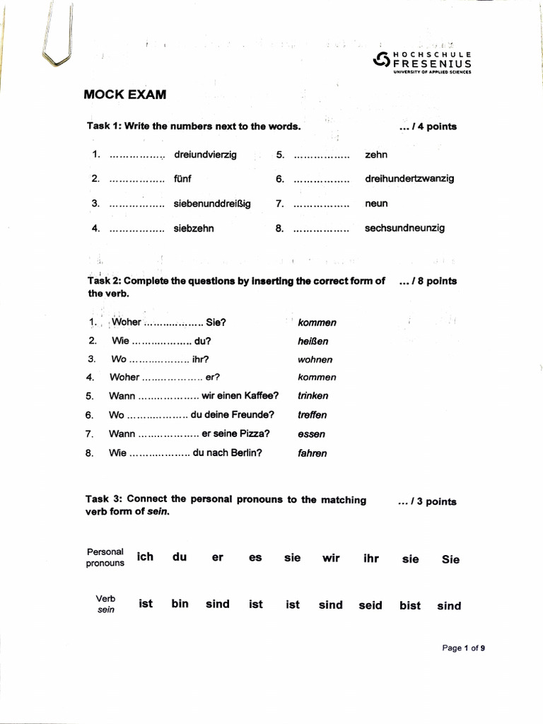 German Language Mock Exam | PDF