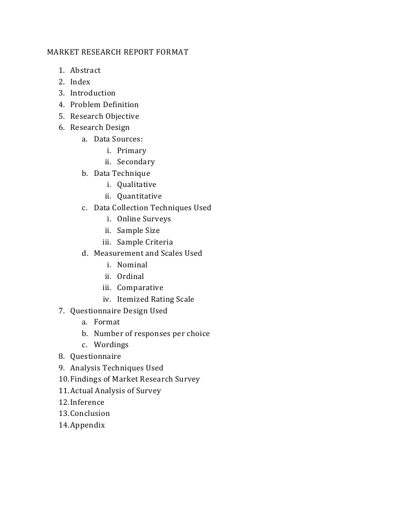 Market Research Report Structure | PDF | Marketing Research | Survey ...