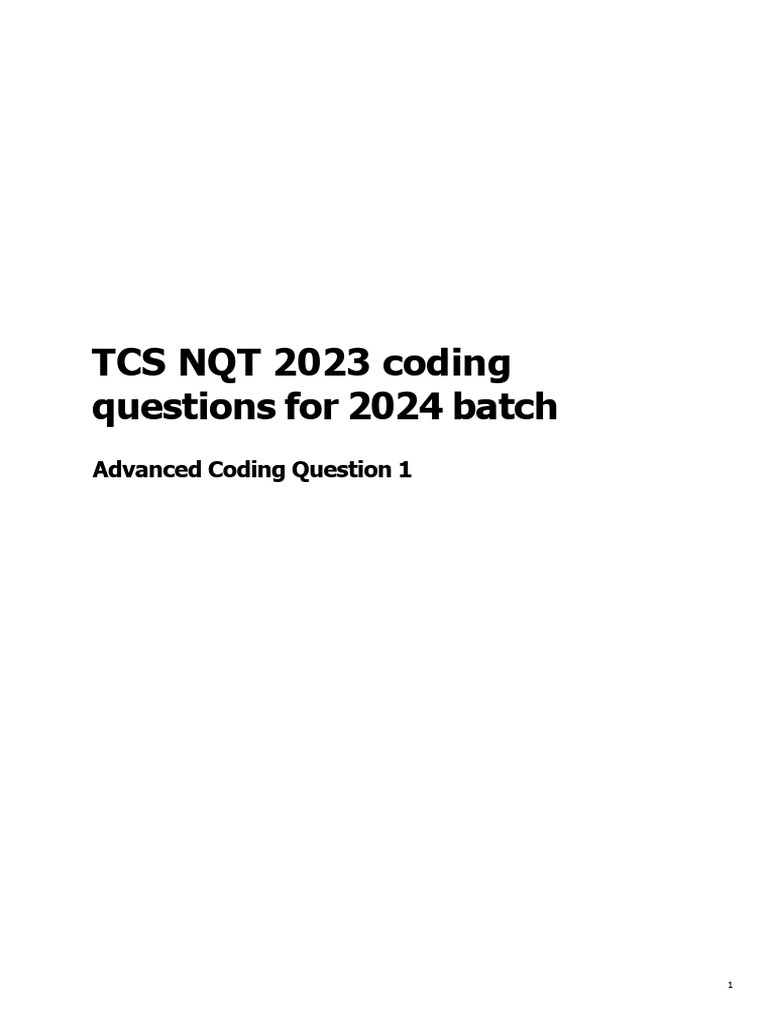 TCS NQT 2023 Coding Questions For 2024 | PDF