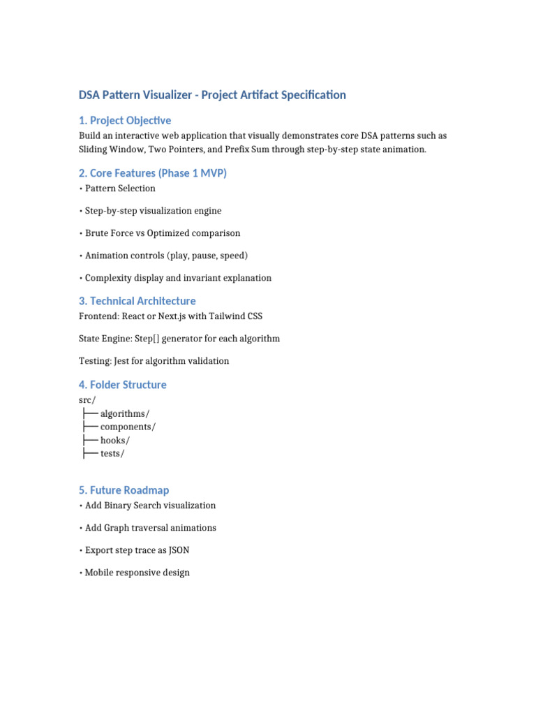 DSA Pattern Visualizer Artifact Specification | PDF