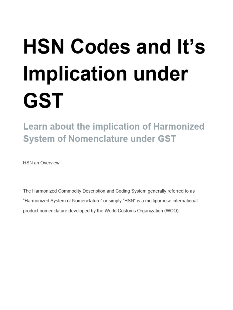 1 HSN Codes | PDF