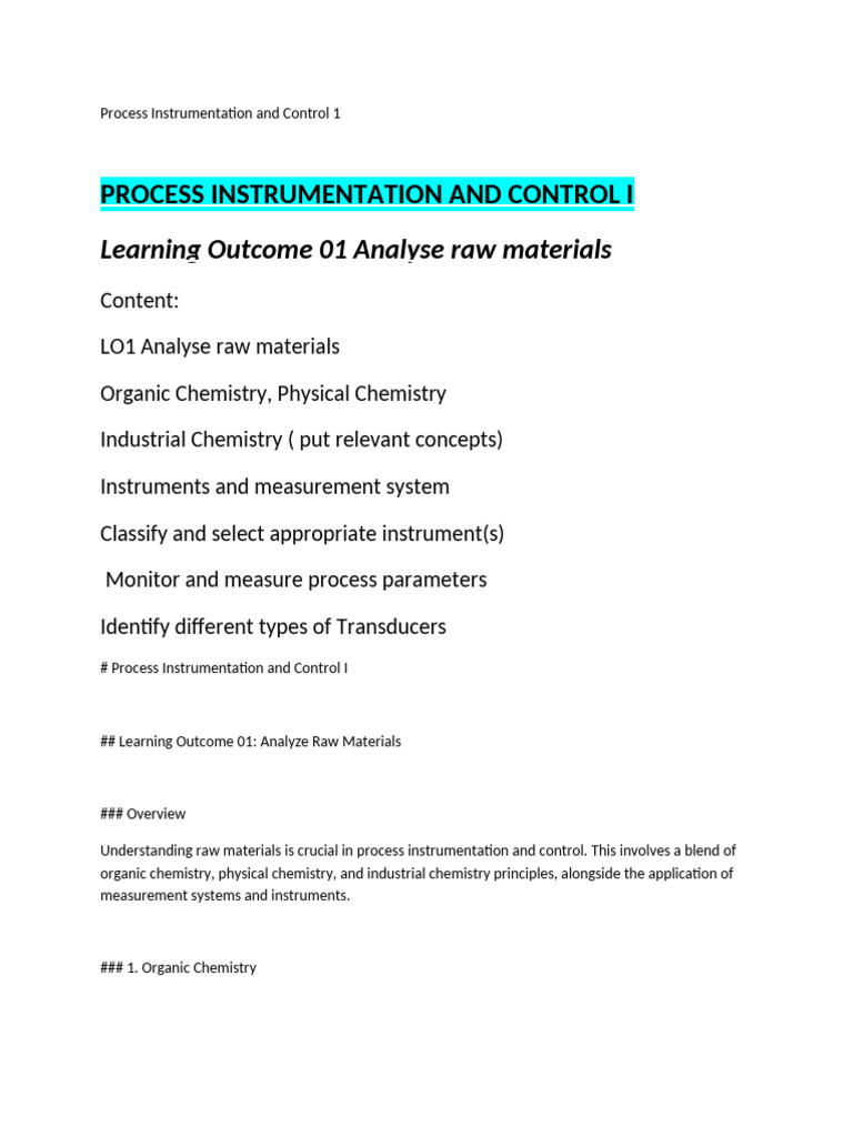 Process Instrumentation and Control 1 | PDF | Spectroscopy ...