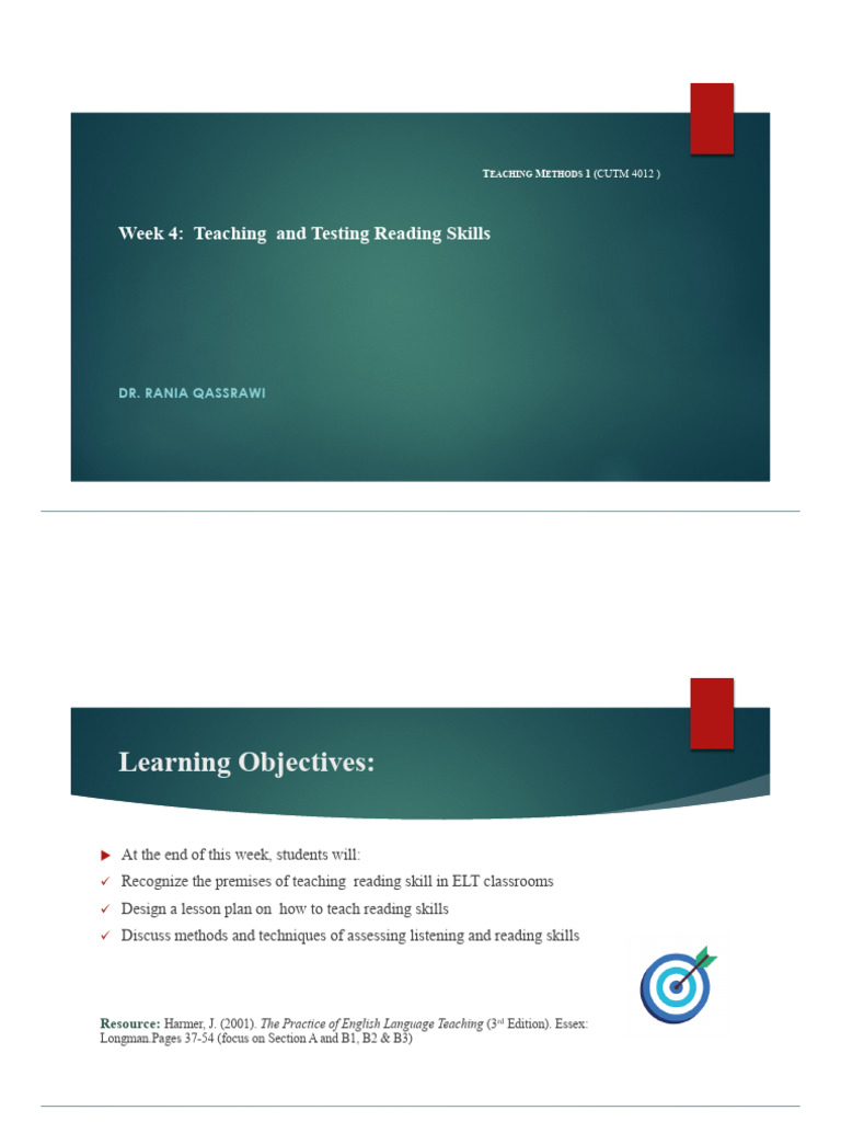 Teaching Receptive Skills (Reading) | PDF | Reading Comprehension ...