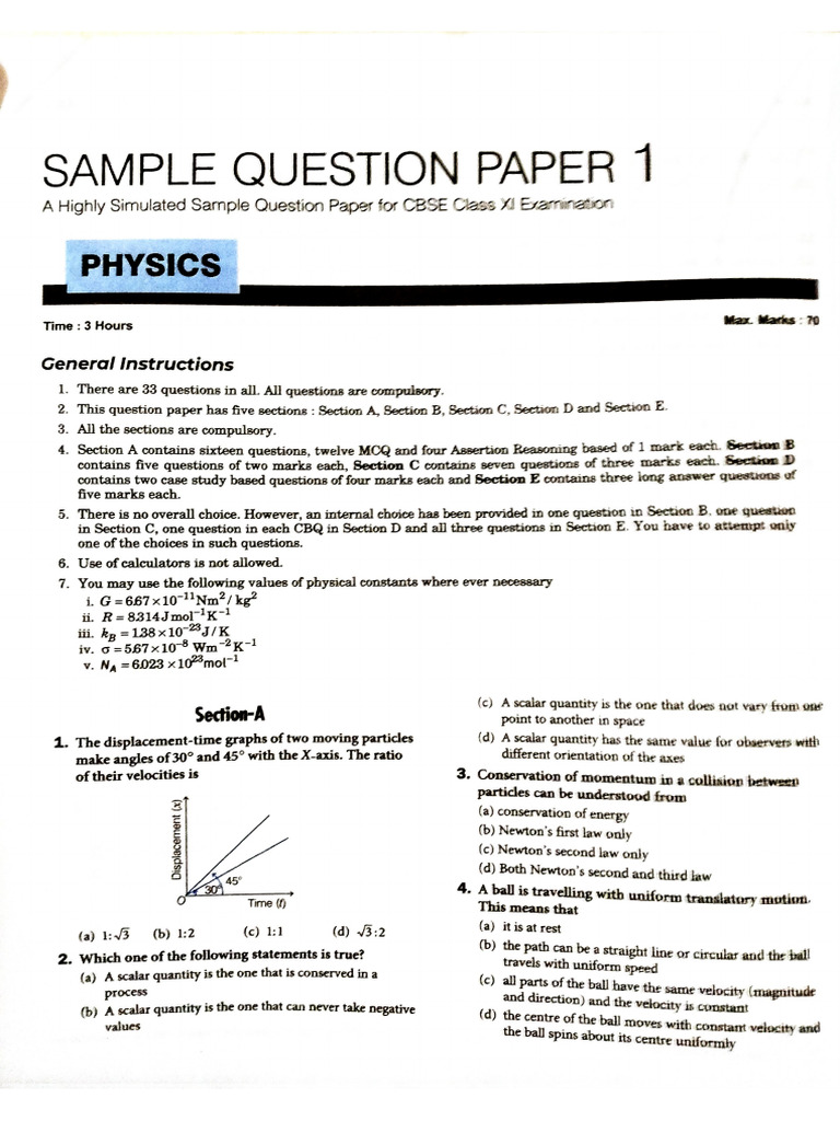 Sample Paper 1 | PDF