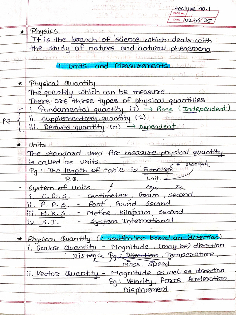 Physics Notes 1 | PDF