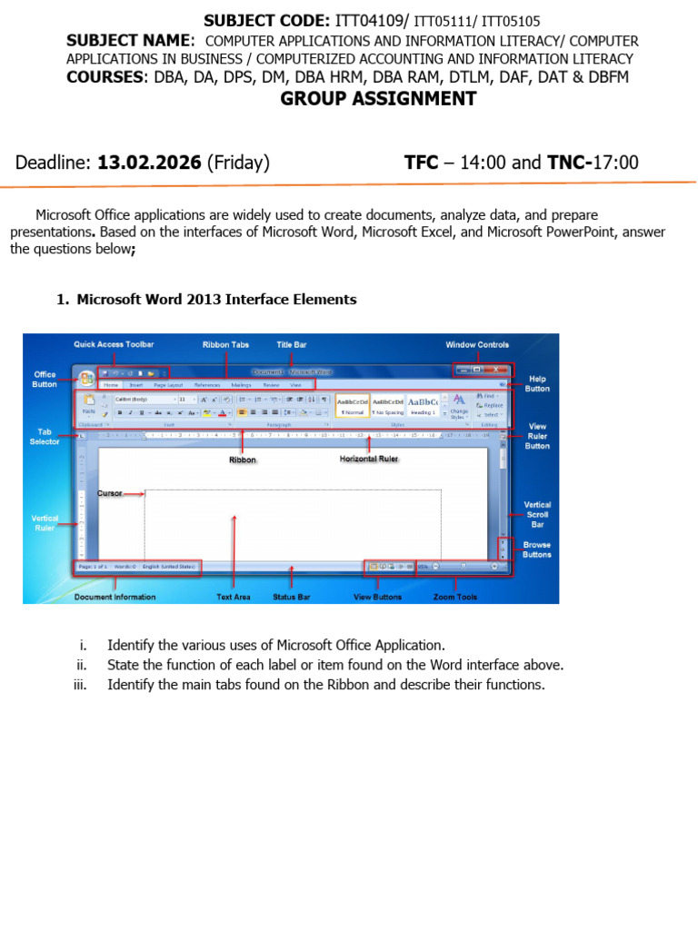 Microsoft Office Application. GROUP Assignment | PDF