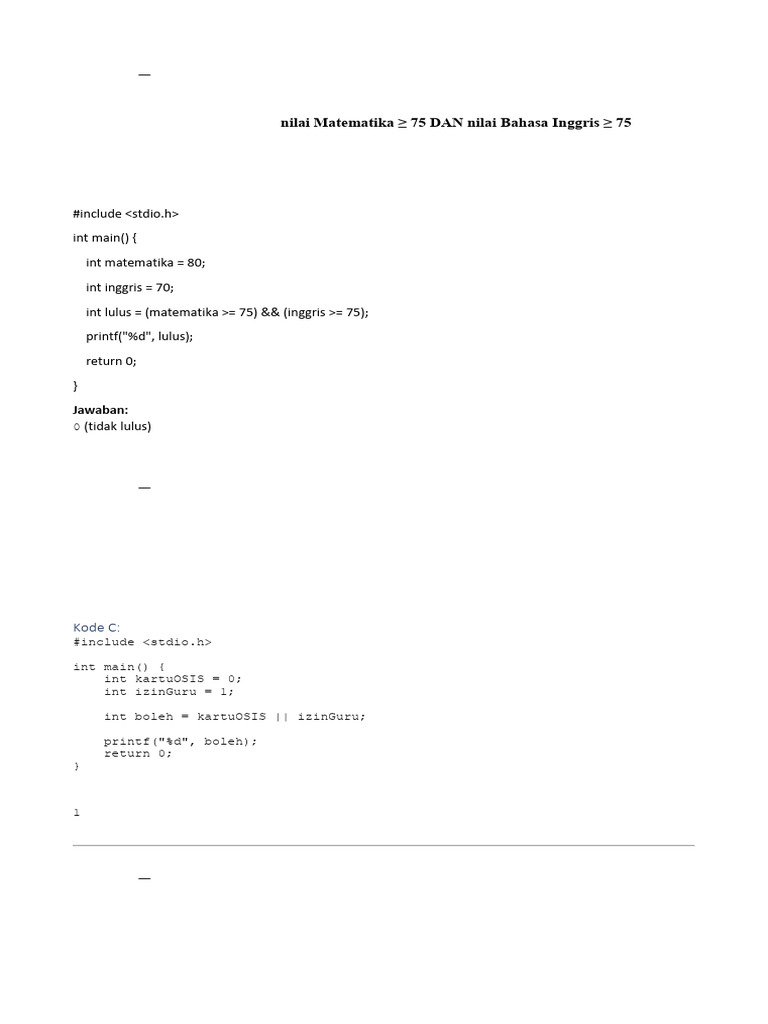 Soal + Jawaban Operator Logika | PDF
