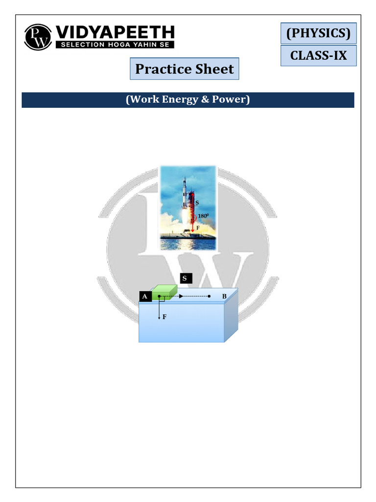 Work Energy & Power-Class-IX - Practice Sheet - Assignment Questions ...