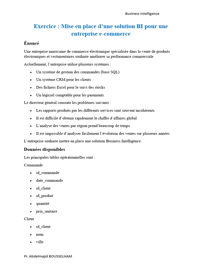 Exercice 1 | PDF | Informatique décisionnelle | Business