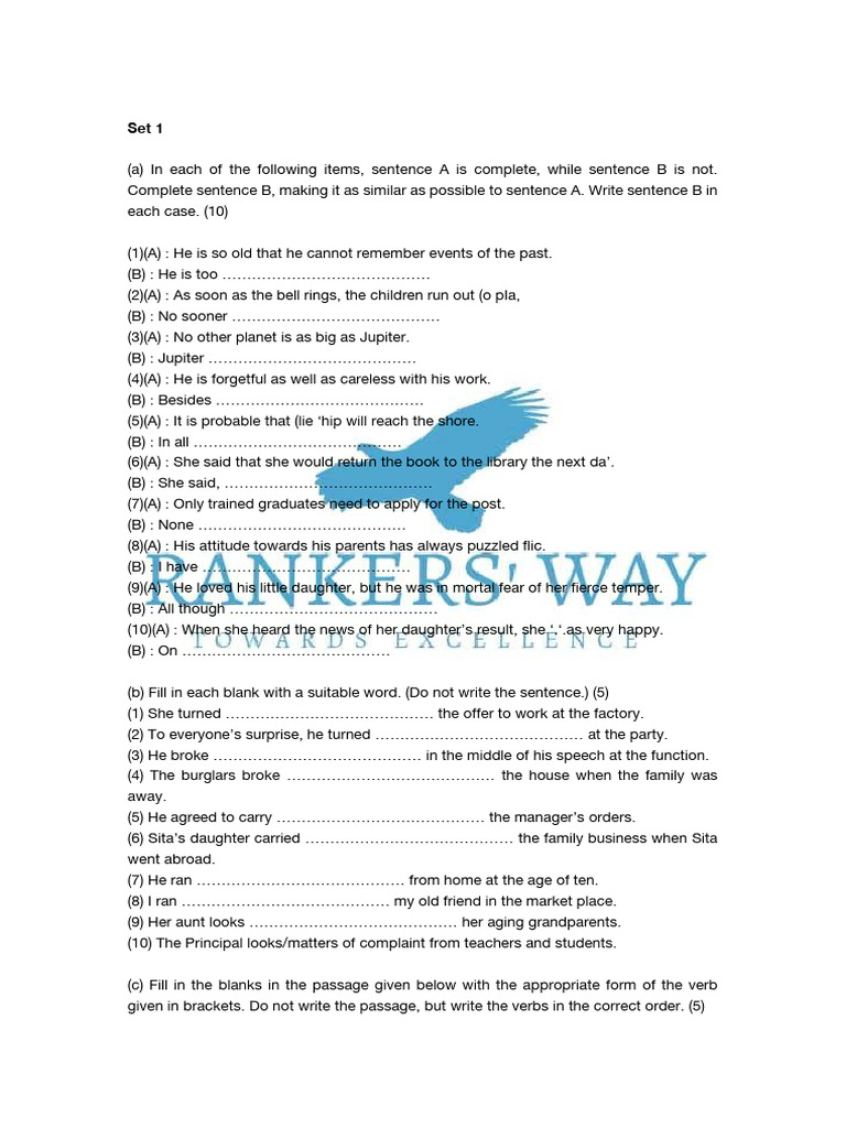 Isc Language Practice Set 1-3 | PDF