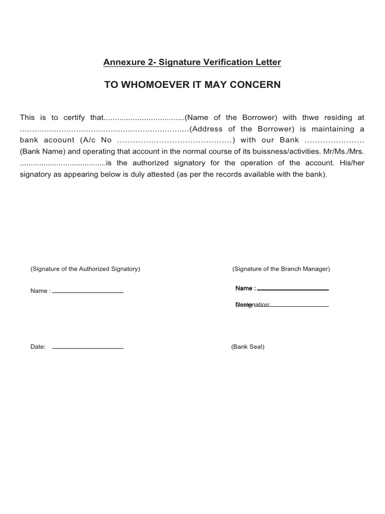 Signature Verification Letter | PDF