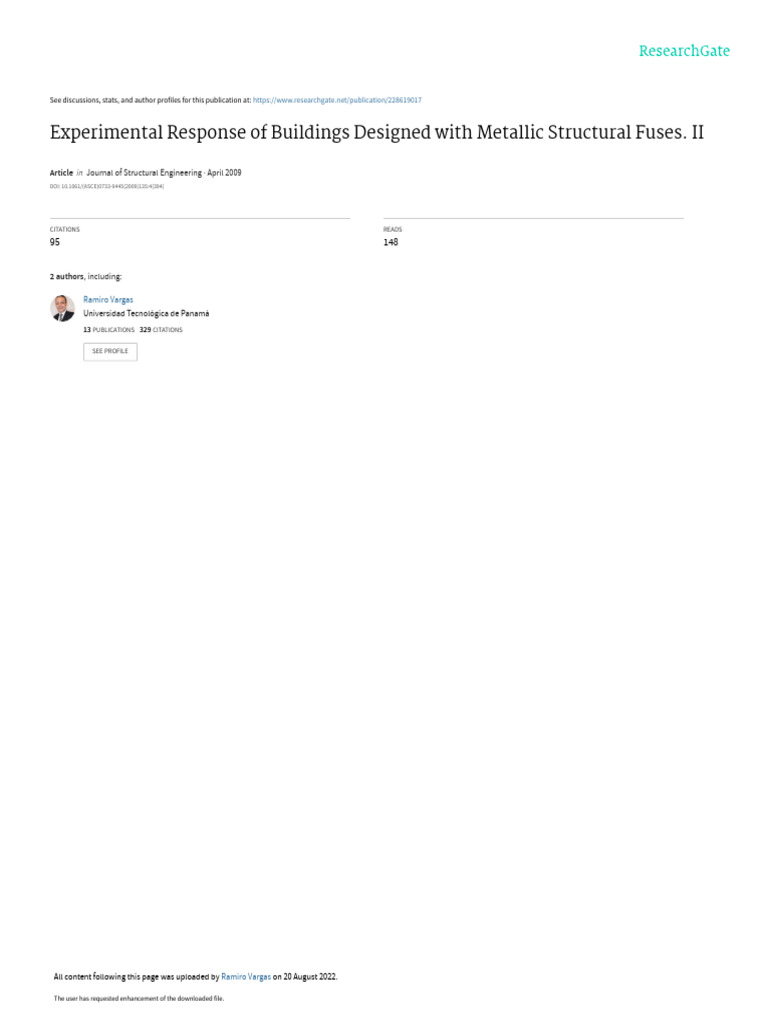 Experimental Response of Buildings Designed With Metallic Structural ...