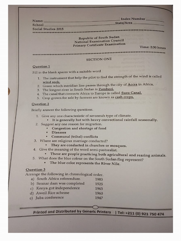 P8 SST 2015 Exam | PDF