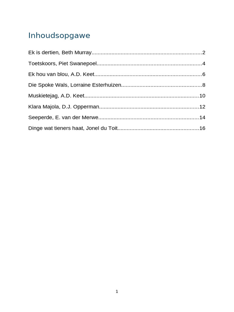 Graad 8 Gedigte | PDF