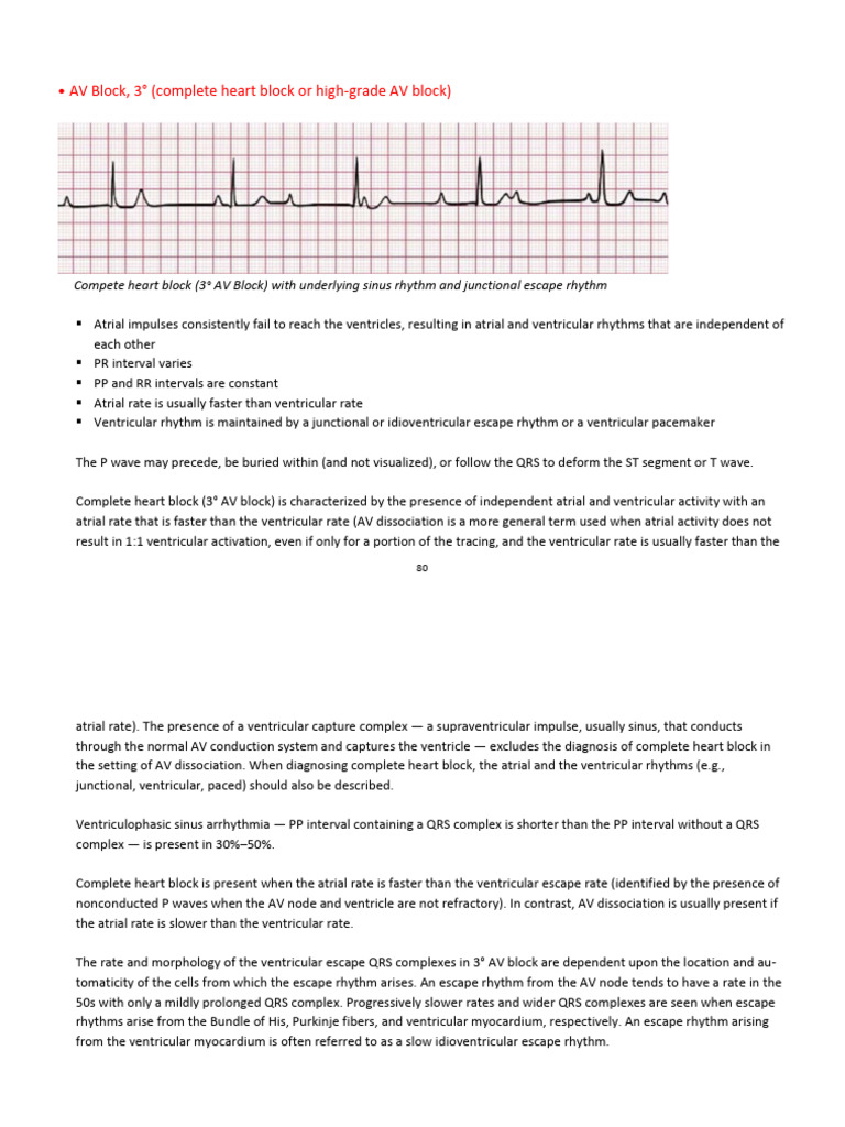AV Block 3° Complete Heart Block | PDF | Heart | Internal Medicine