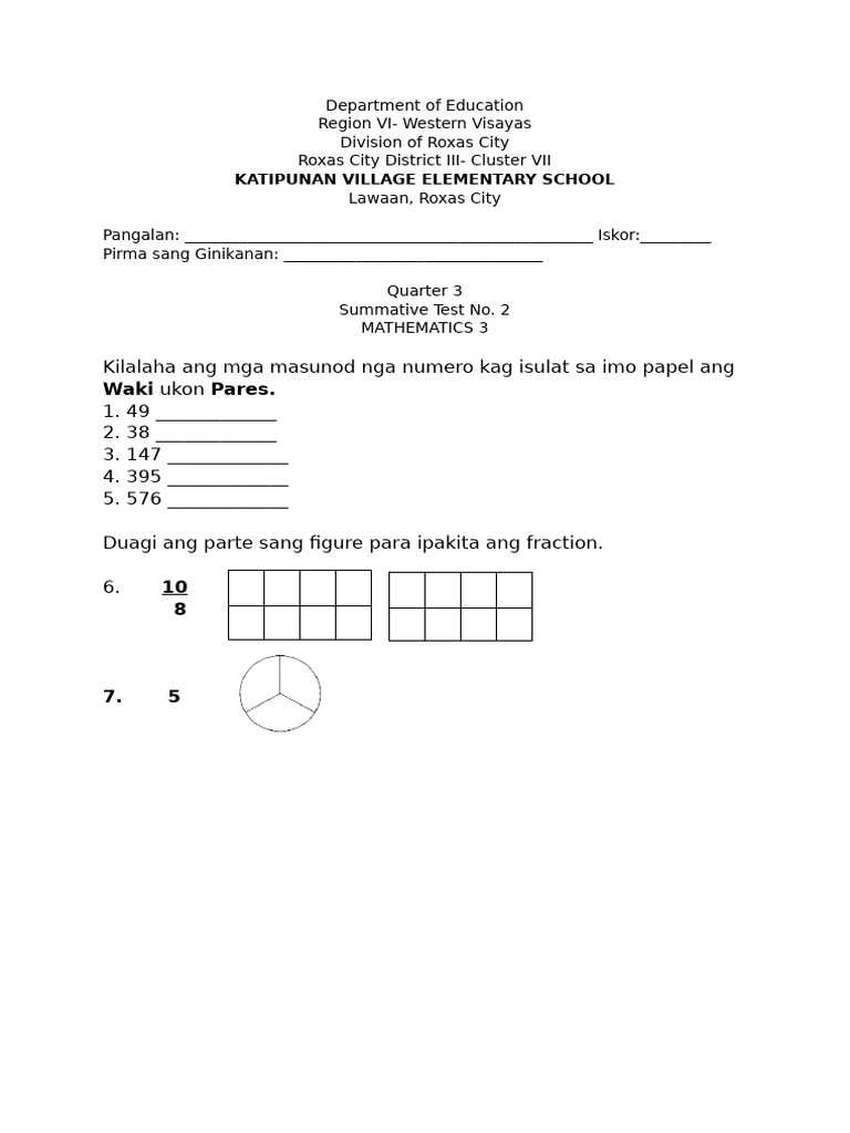 q3 Summative Test No. 2 | PDF