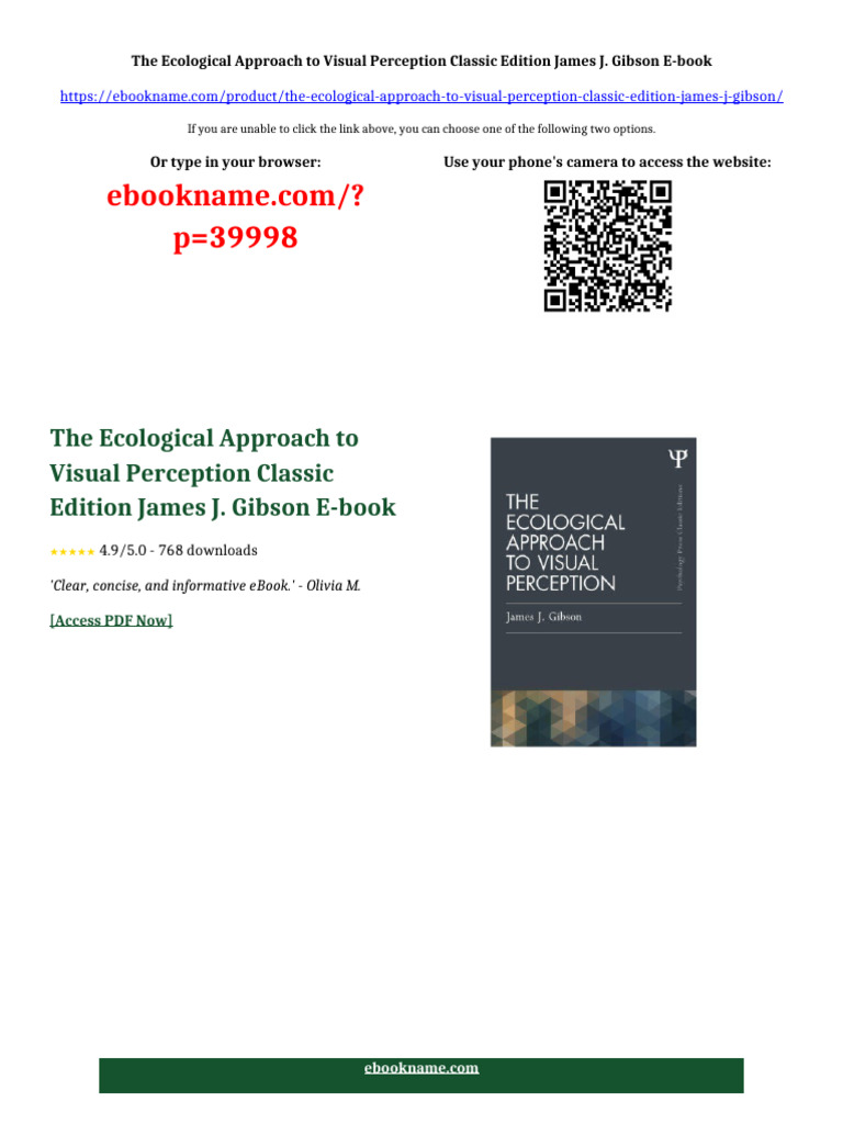 The Ecological Approach To Visual Perception Classic Edition James J ...
