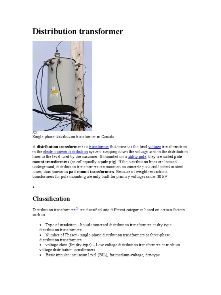 Distribution Transformer PDF Electric Power Distribution Transformer