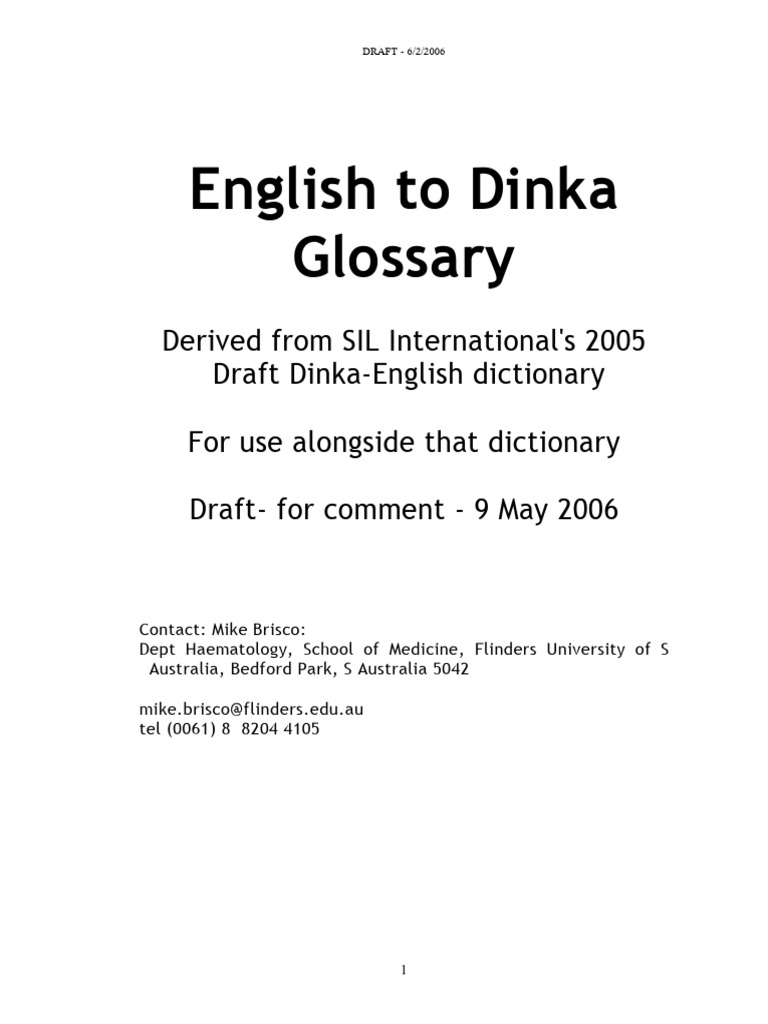 English To Dinka Glossary - Flinders University | PDF | Computer ...