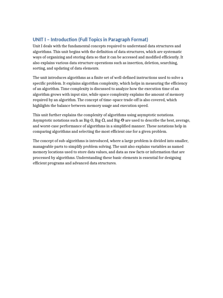 Unit 1 Full Topics Paragraph Format | PDF