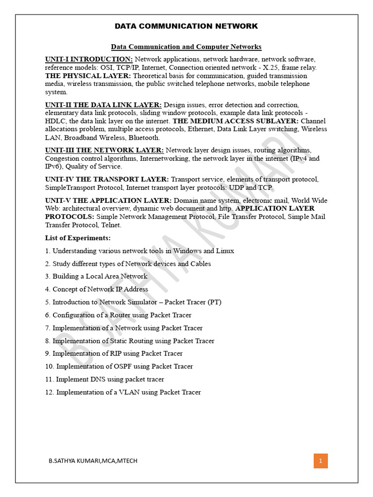 DCN Material | PDF | Computer Network | Transmission Control Protocol