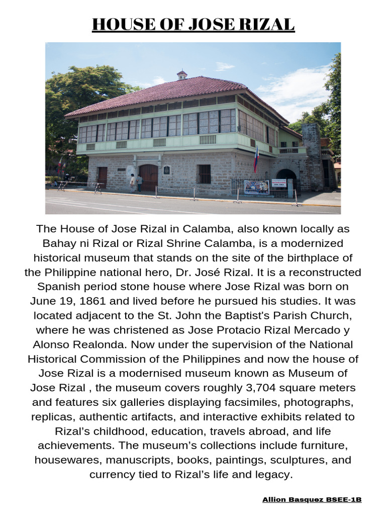 The House of Jose Rizal in Calamba, Philippines Also Known Locally As ...