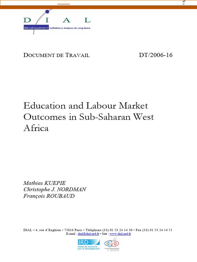 Education and Labour Market Outcomes in Sub-Saharan West Africa | PDF ...